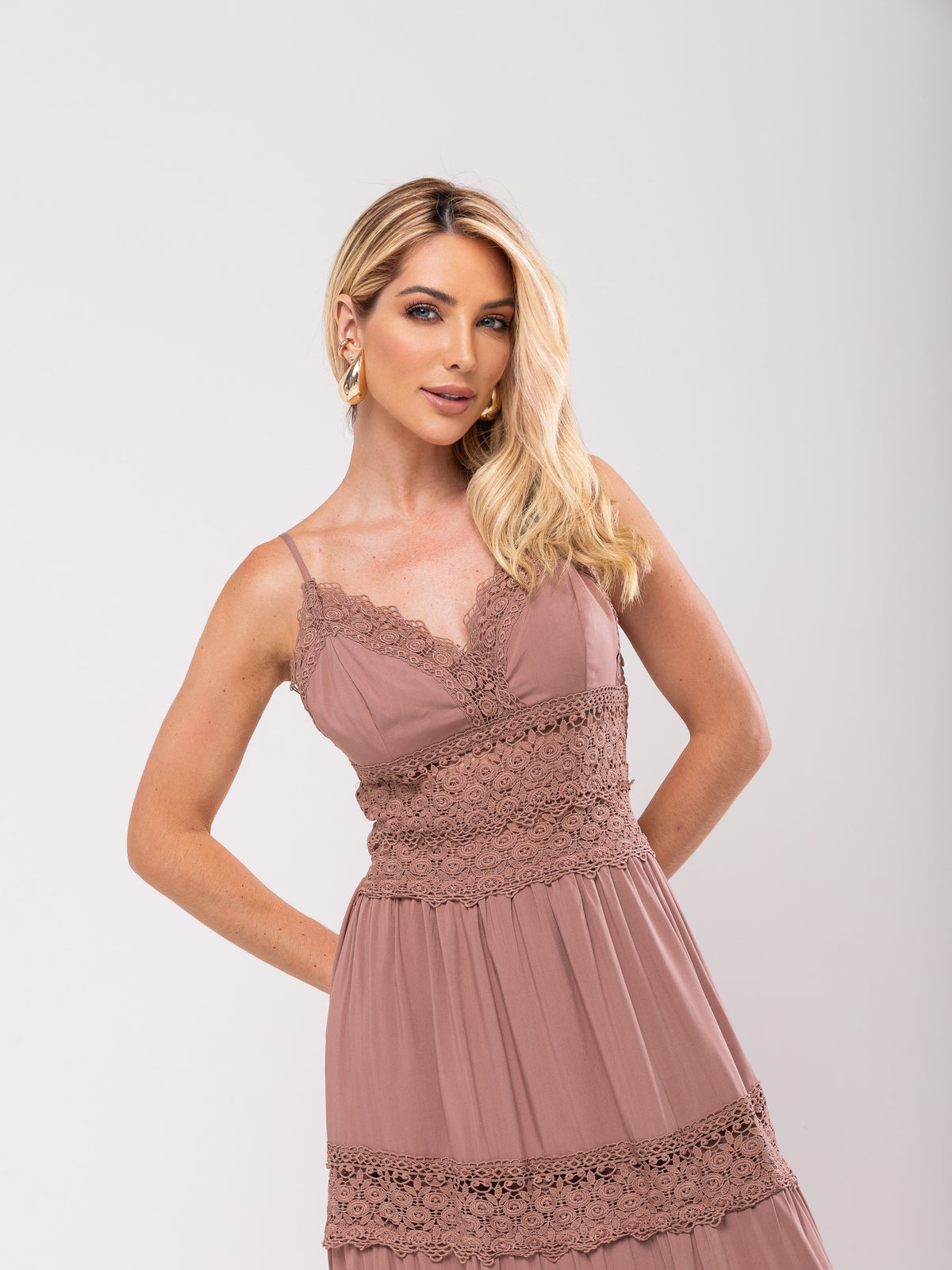 Vestido Alças Renda Michaela - Marrom