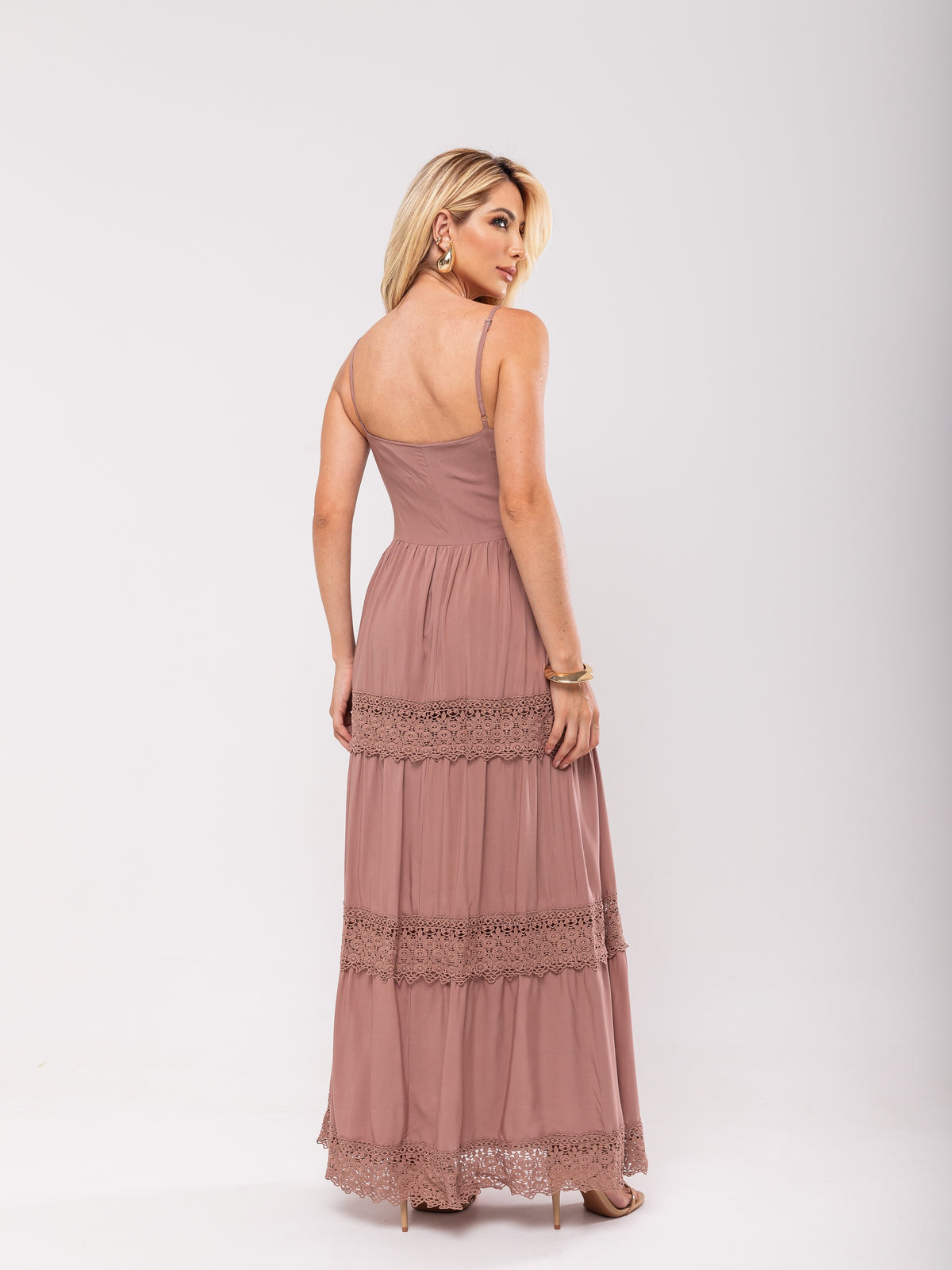 Vestido Alças Renda Michaela - Marrom