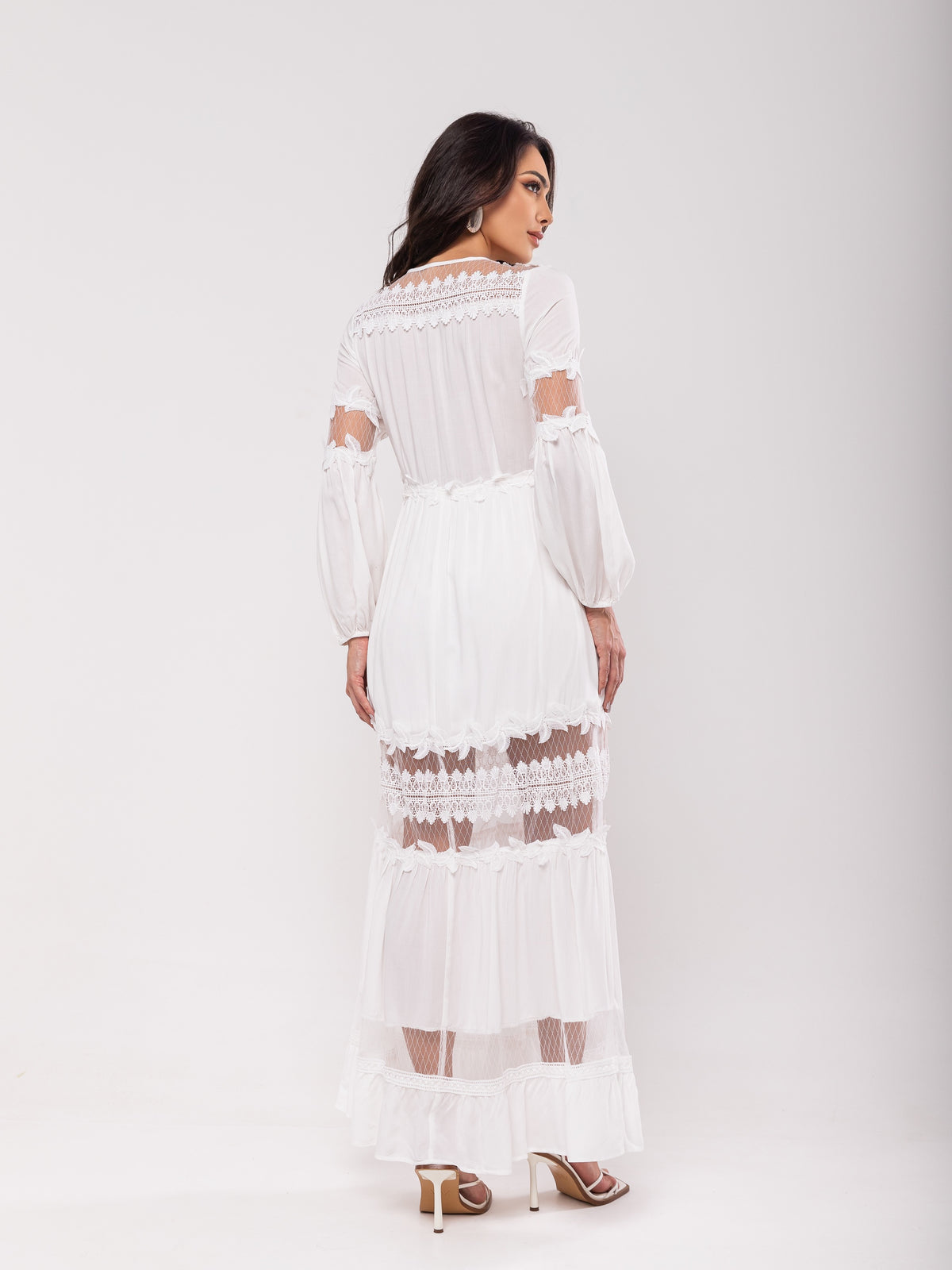 Vestido Detalhes Renda Brigitte - Off White