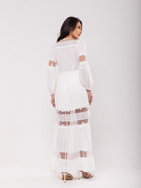 Vestido Detalhes Renda Brigitte - Off White