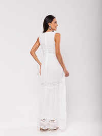 Vestido Longo Bordado Mariana  - Off White