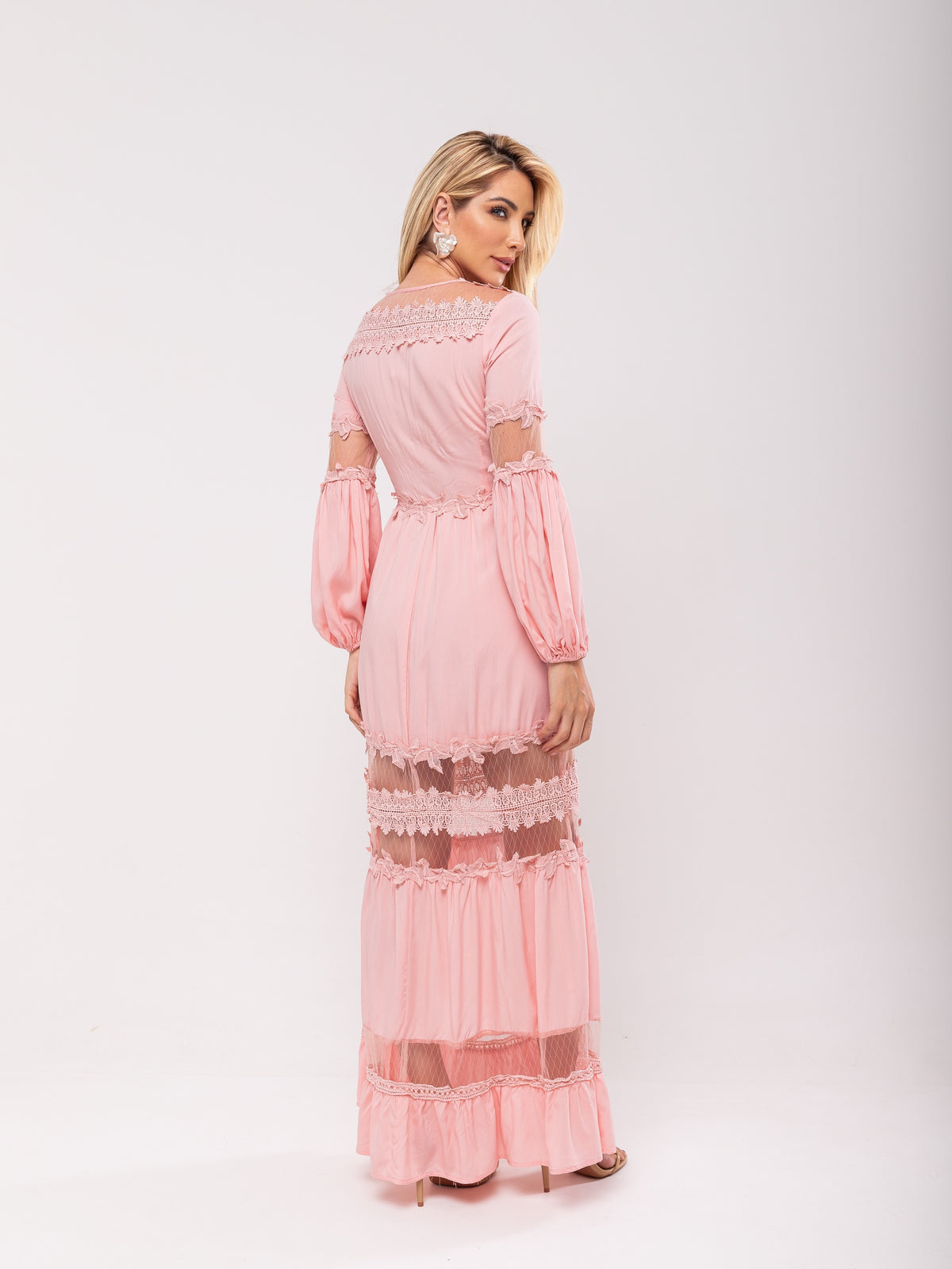 Vestido Detalhes Renda Brigitte - Rosa