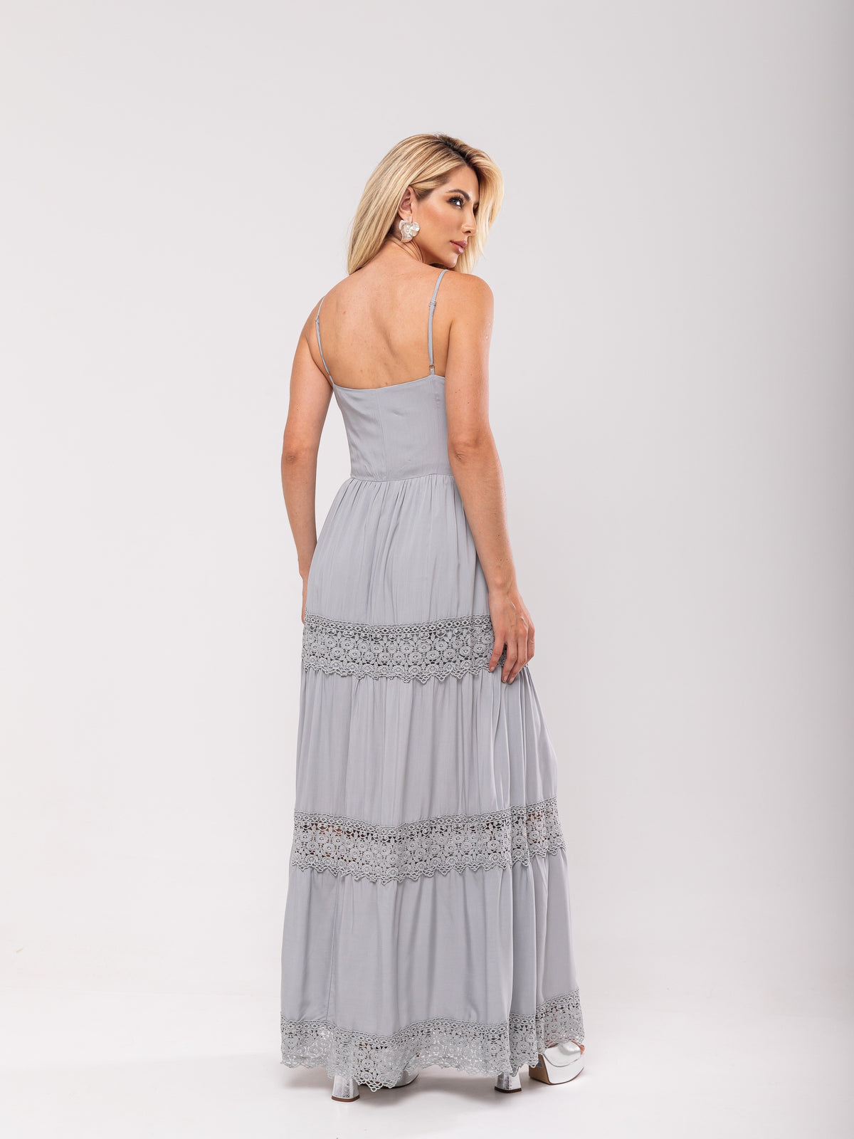 Vestido Alças Renda Michaela - Cinza