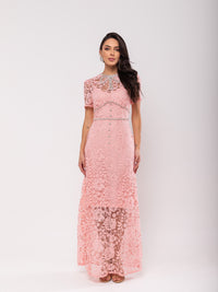 Vestido Renda Strass Antonella - Rosa