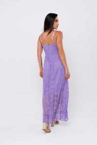 Vestido Renda Longo Leah - Roxo