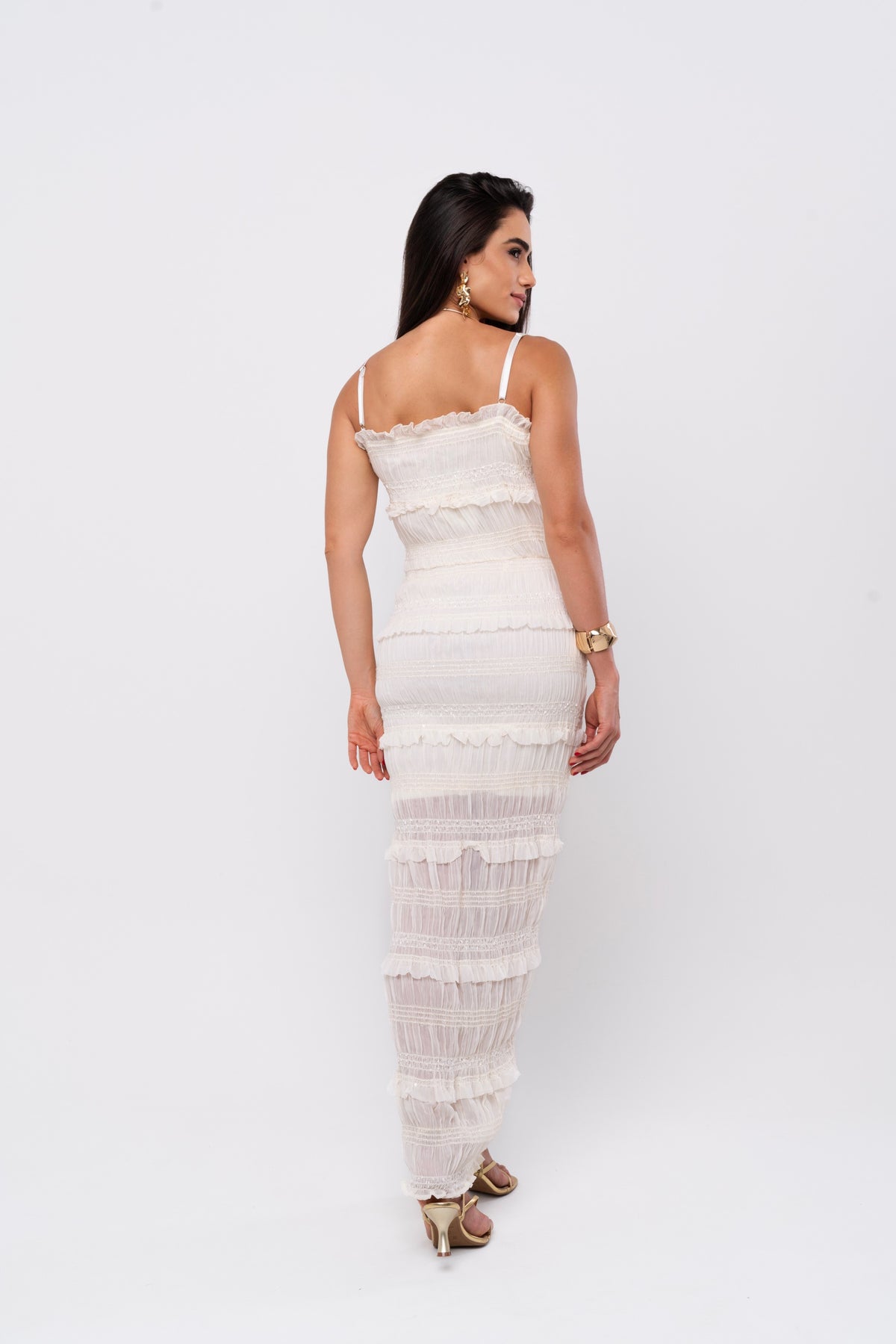 Vestido Chiffon Franzido Elizabeth - Off White