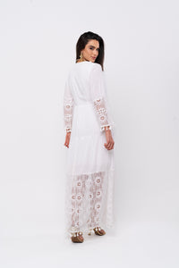 Vestido Longo Franjas Isla - Off White