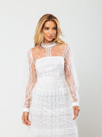 Vestido Longo Bordado Melinda - Off White
