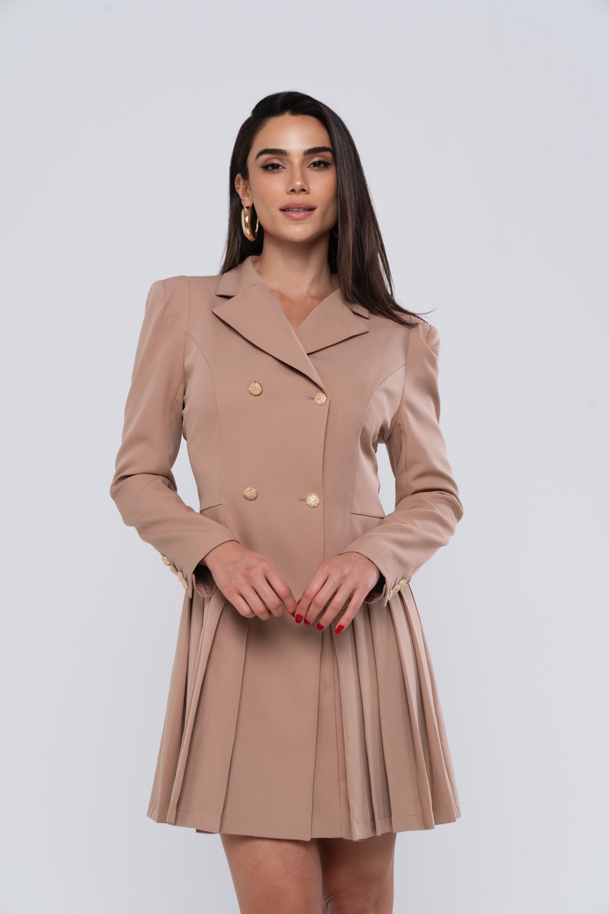 Vestido Blazer Pregas Hannah - Bege