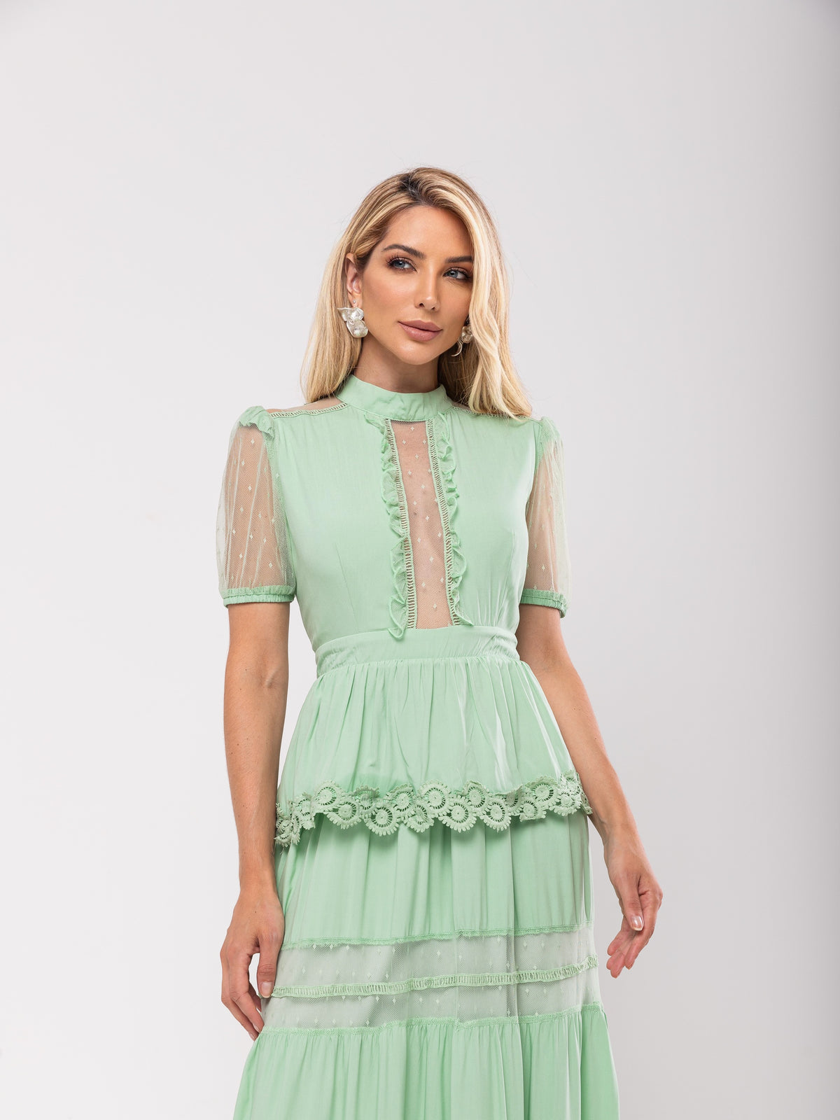 Vestido Detalhe Tule Miranda - Verde