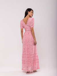 Vestido Renda Pregas Melody - Rosa