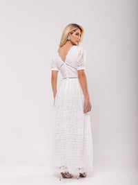 Vestido Renda Pregas Melody - Off White