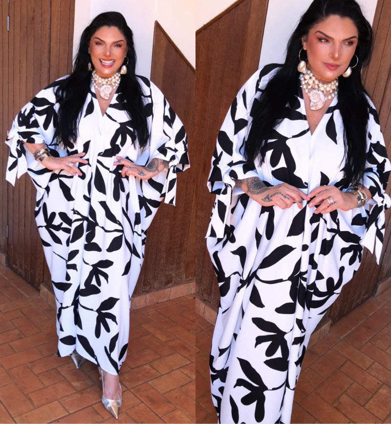 Kaftan Sardenha Preto e Branco