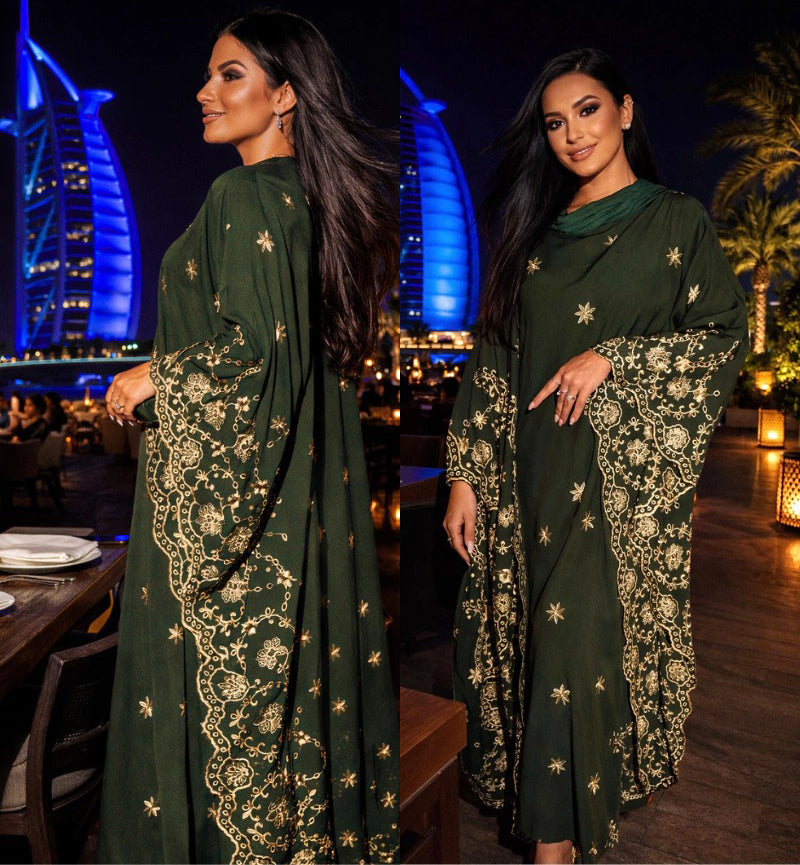 Kaftan Ottoman Bordado Verde