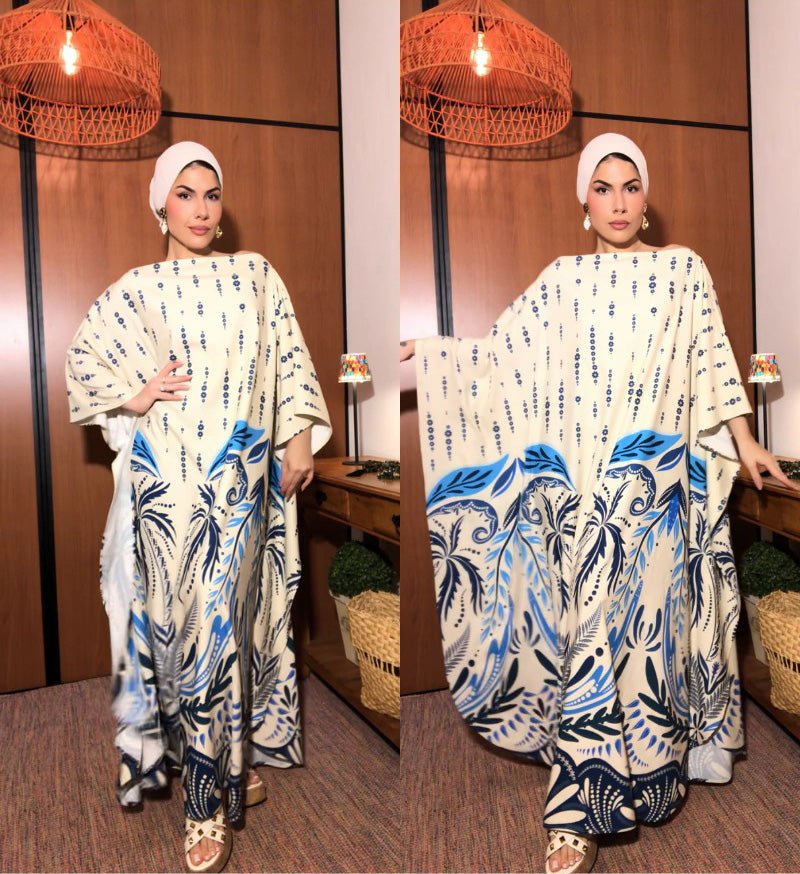 Kaftan Salina Azul e Branco