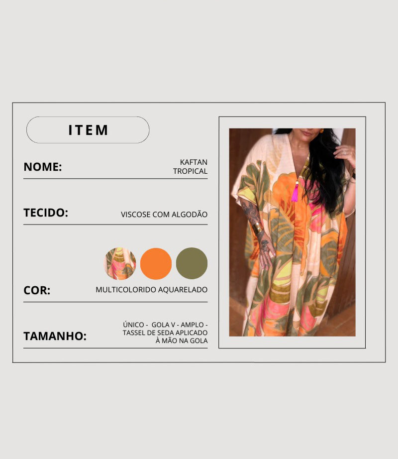Kaftan Tropical Aquarela