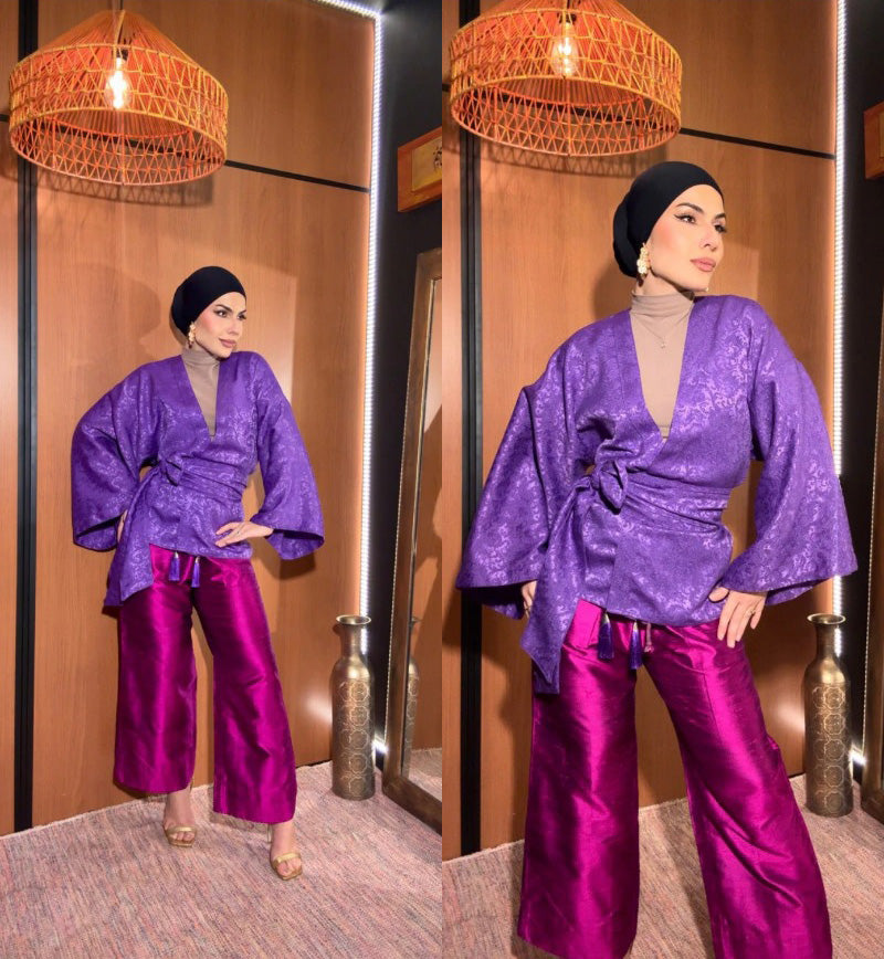 Kimono Jacquard De Algodão Amethyst