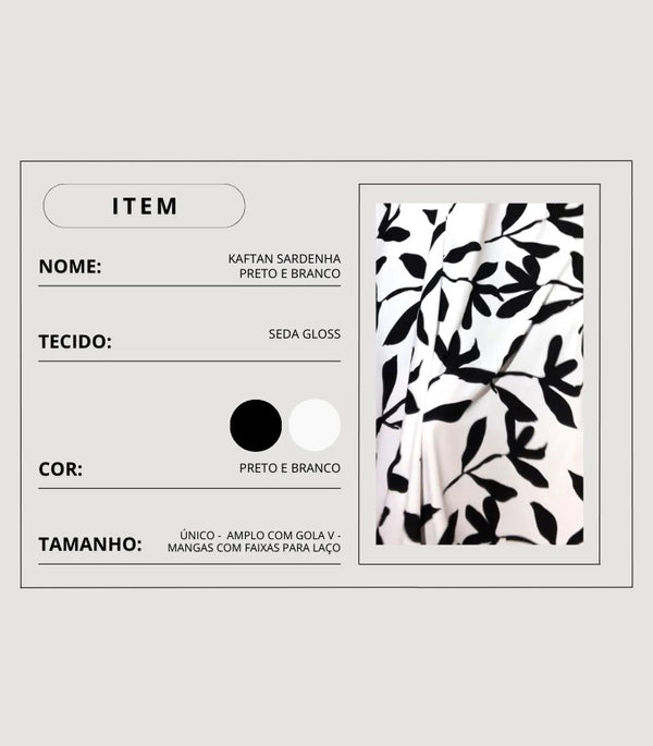 Kaftan Sardenha Preto e Branco