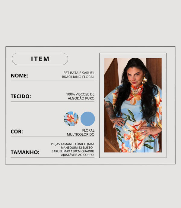 Set Bata e Saruel Floral Brasiliano