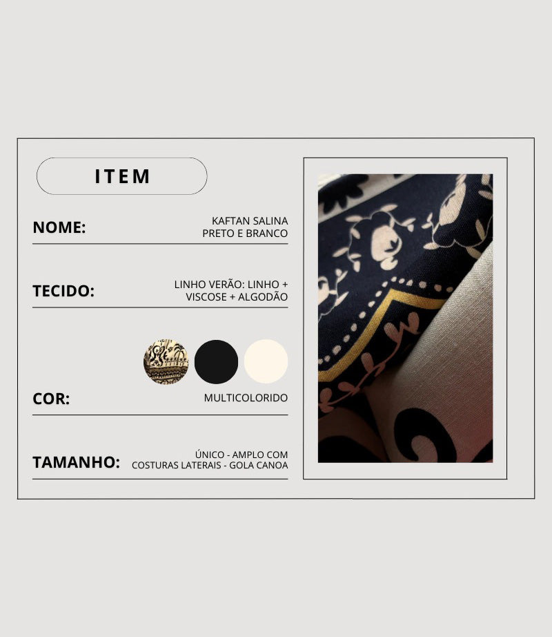 Kaftan Salina Preto e Branco