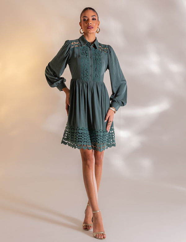 Vestido Curto Guipir Isadora - Verde