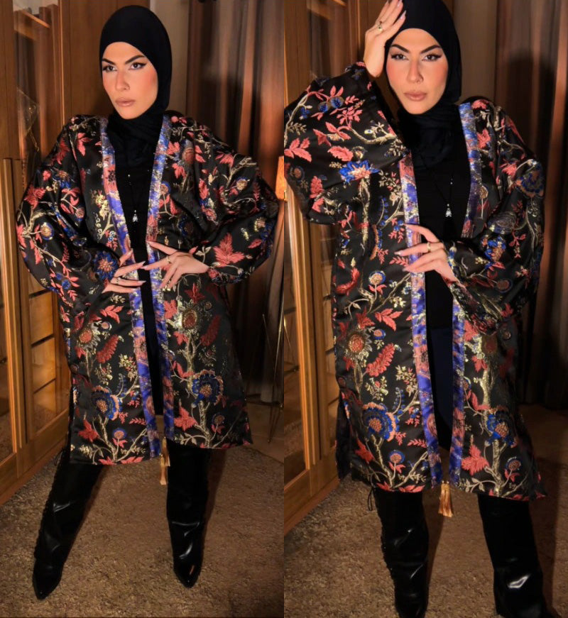 Maxi Kimono “Blue” Jacquard Brocado