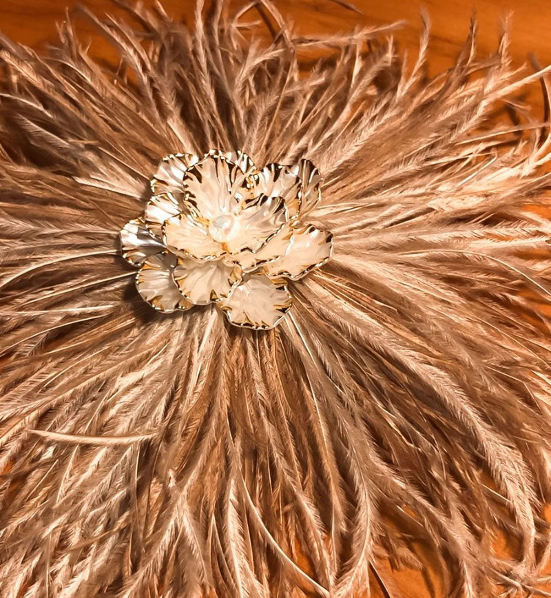 Broche Plumas e Conchas