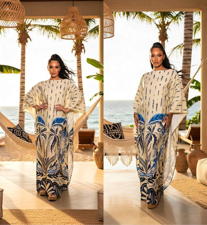 Kaftan Salina Azul e Branco