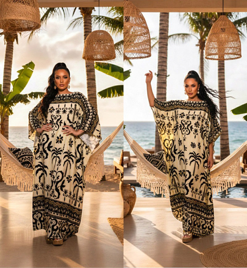 Kaftan Salina Preto e Branco