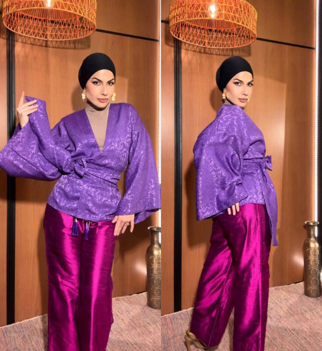 Kimono Jacquard De Algodão Amethyst