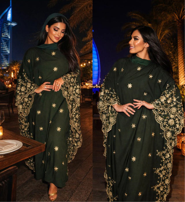 Kaftan Ottoman Bordado Verde