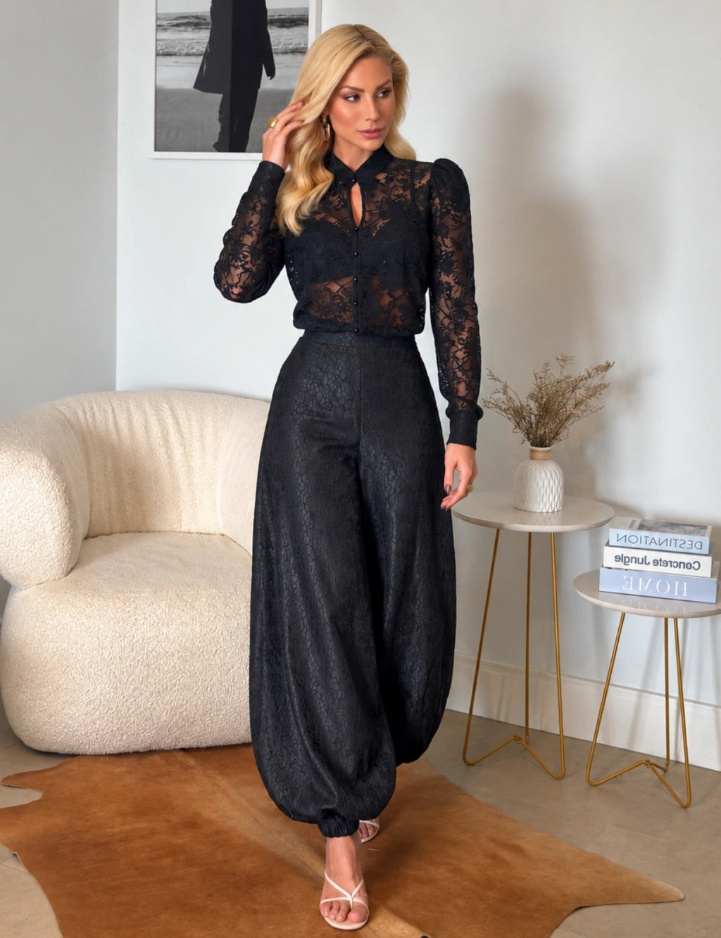 Calça Renda Ballon Luma - Preta