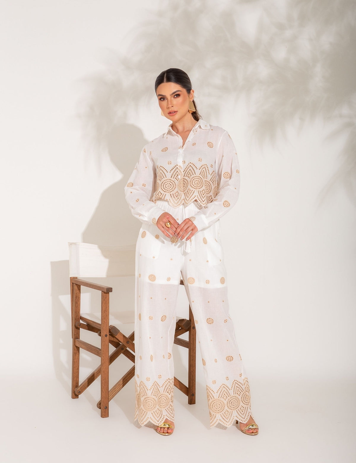 Conjunto de Algodão Bordado Betina - Off White