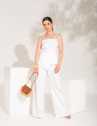 Conjunto de Calça e Blusa de Alça com Detalhes Anika - Branco