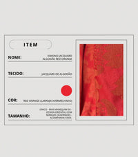Kimono Jacquard De Algodão Red Orange