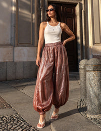 Calça Acetinada Ballon Solea - Marrom