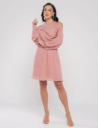 Vestido Curto Drapeado Ayla - Rosê