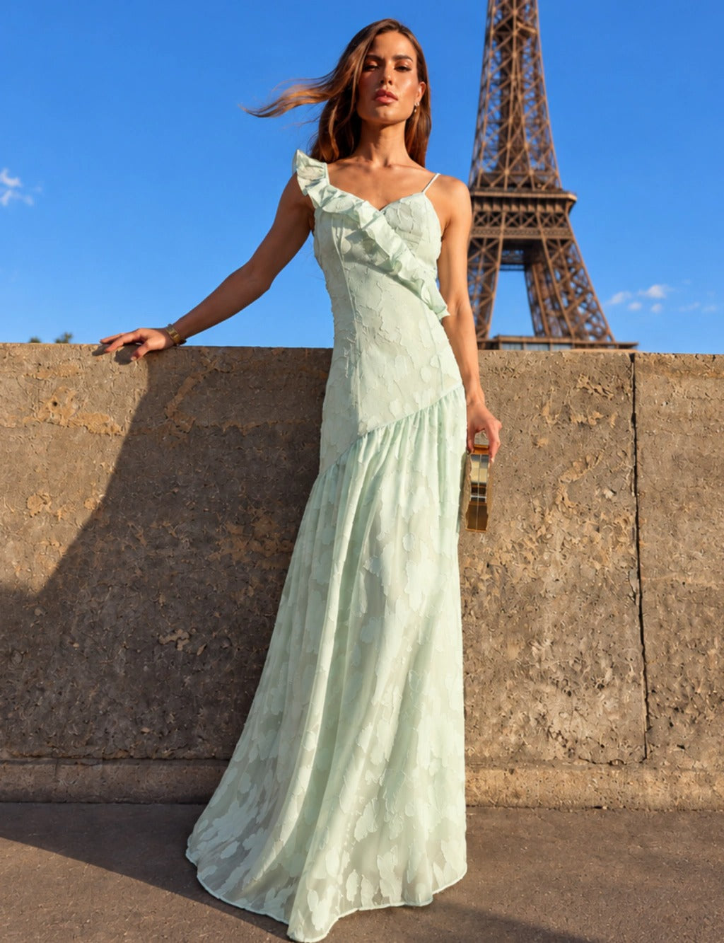 Vestido Longo Babado Alessa - Verde