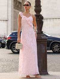 Vestido Longo Babado Alessa - Rosa