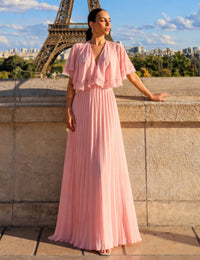 Vestido Longo Plissado Nerea - Rosa