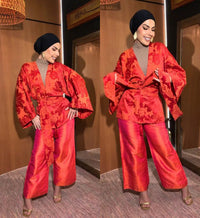 Kimono Jacquard De Algodão Red Orange