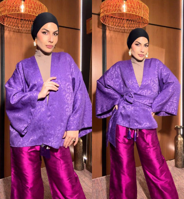 Kimono Jacquard De Algodão Amethyst
