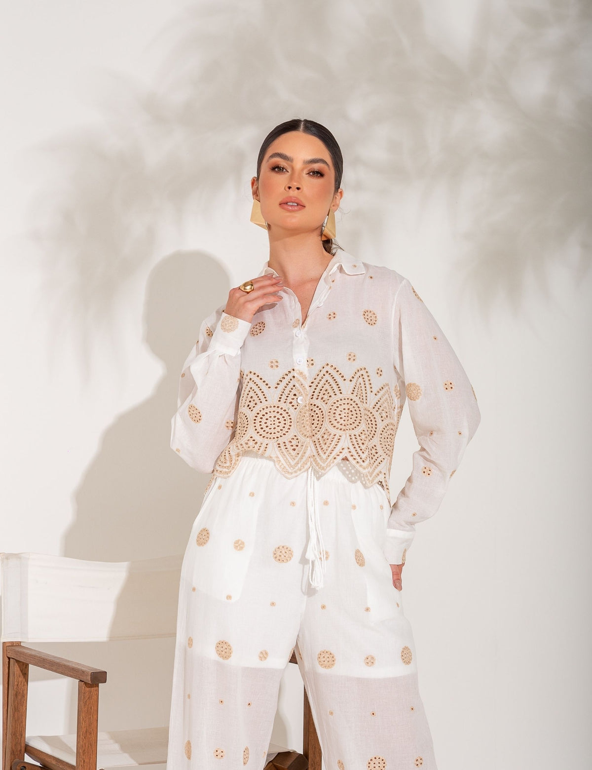 Conjunto de Algodão Bordado Betina - Off White