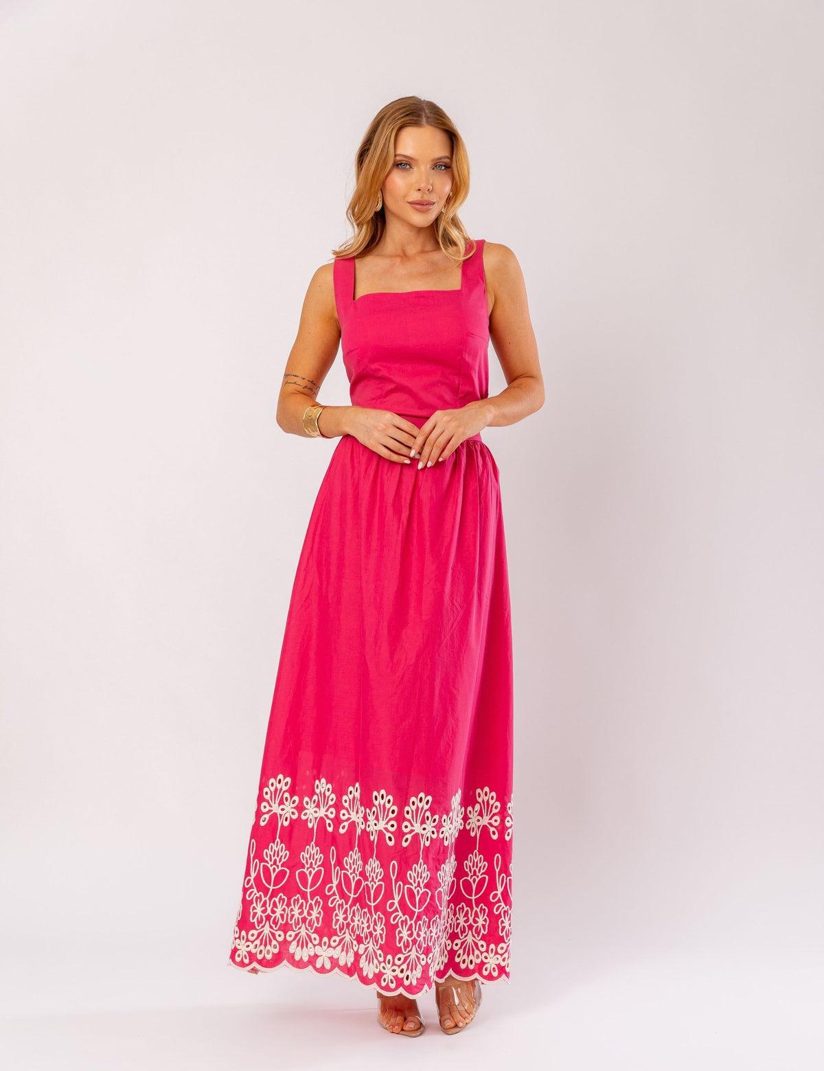 Conjunto de Algodão com Saia Bordada Pamela -  Rosa