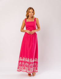 Conjunto de Algodão com Saia Bordada Pamela -  Rosa