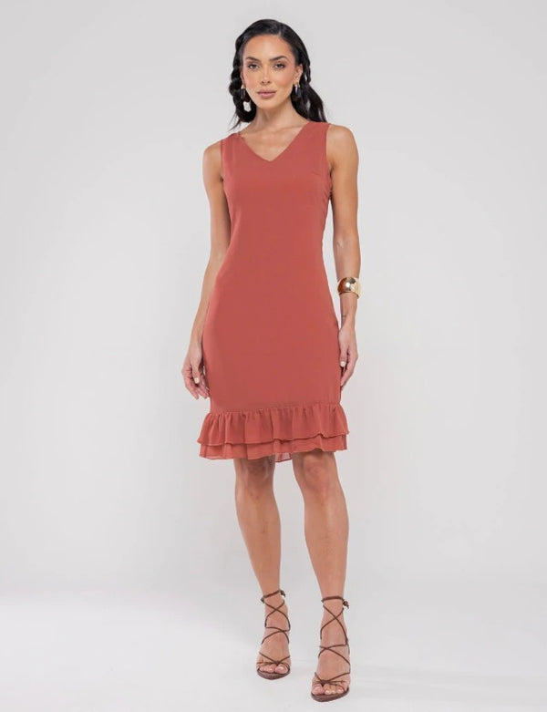 Vestido Curto com Capa Mirea - Terra