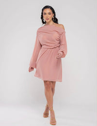 Vestido Curto Drapeado Ayla - Rosê