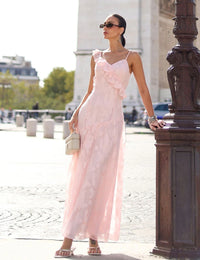Vestido Longo Babado Alessa - Rosa