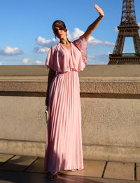 Vestido Longo Plissado Nerea - Rosa