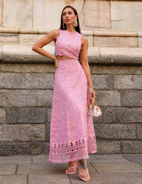 Conjunto Renda Floral Isla - Rosa
